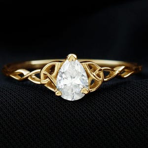 14k Gold Celtic Knot Moissanite Engagement Ring: Irish Braided Wedding Ring