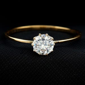 Pierścionek z okrągłym diamentem Moissanite o masie 1 CT z Lotus Prong, obrączka ślubna z pojedynczym ząbkiem w kształcie płatka tulipana, prezent na rocznicę ślubu dla żony.