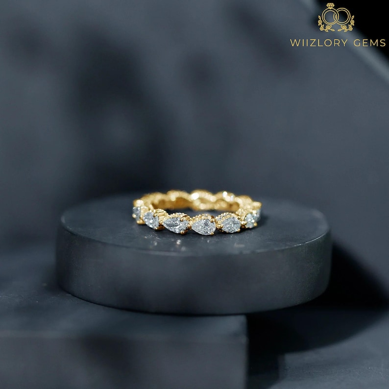 Buy Pear Shape Lab Grown Diamond Eternity Ring East West Pear Diamond ...