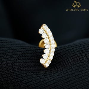 Moissanite Diamond Cluster Helix Piercing / Flat Back Cartilage Earring, Diamond Threaded Stud Earring, Inner Conch Earring, Climber Stud.