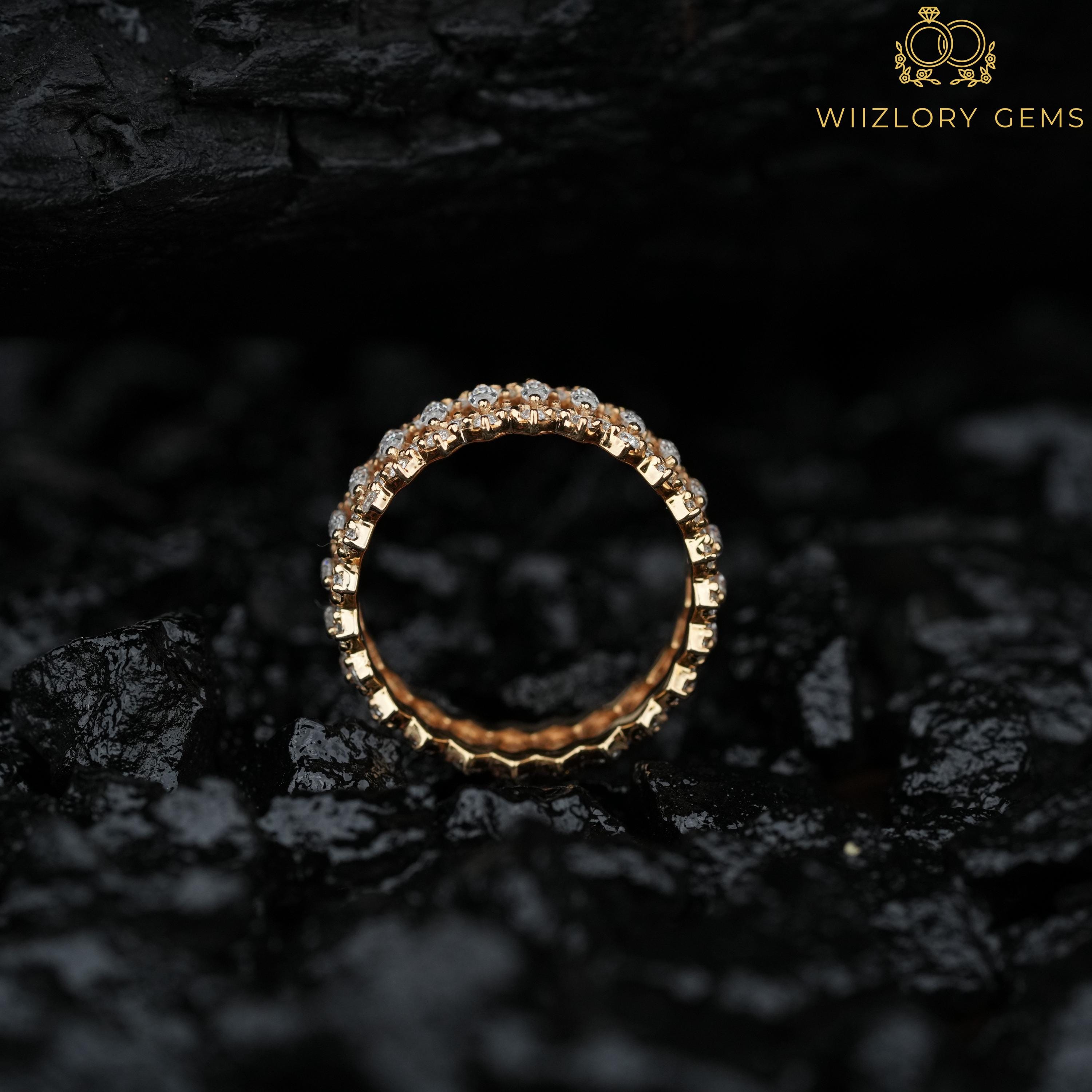 Buy 14K Solid Gold Stacking Ring, Full Eternity Marquise Moissanite ...