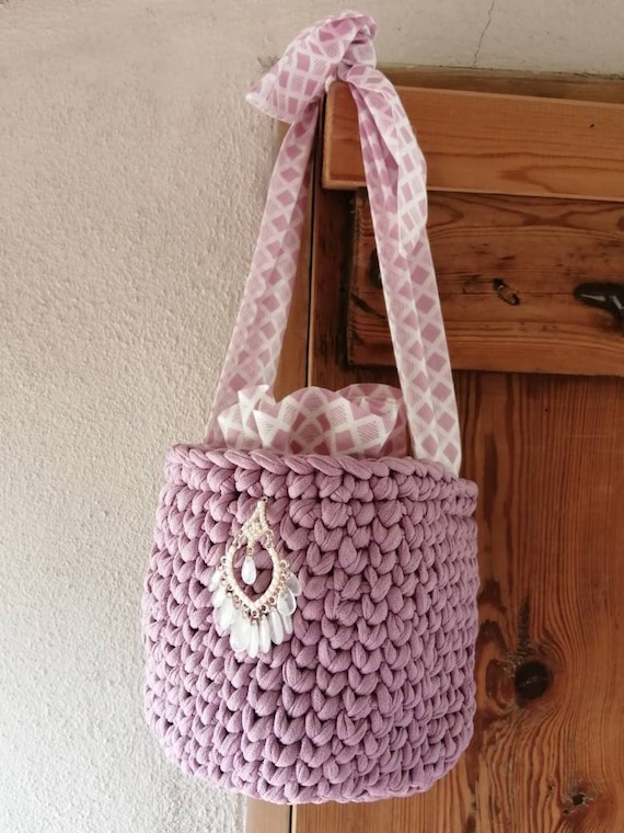 pierna Experto crédito 2 bolsos de crochet hechos a mano con asas de tela provenzal - Etsy España