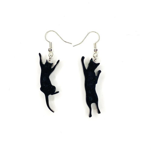 Enamel Black and White Cat Earrings Tuxedo Cat Jewelry Cat Etsy