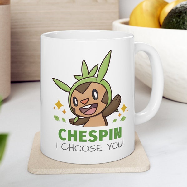 Chespin Mug | Pokemon XY | Pokemon Coffee Mug | 11oz, Ceramic Mug | Pokemon Starter Mug | Pokemon Gift