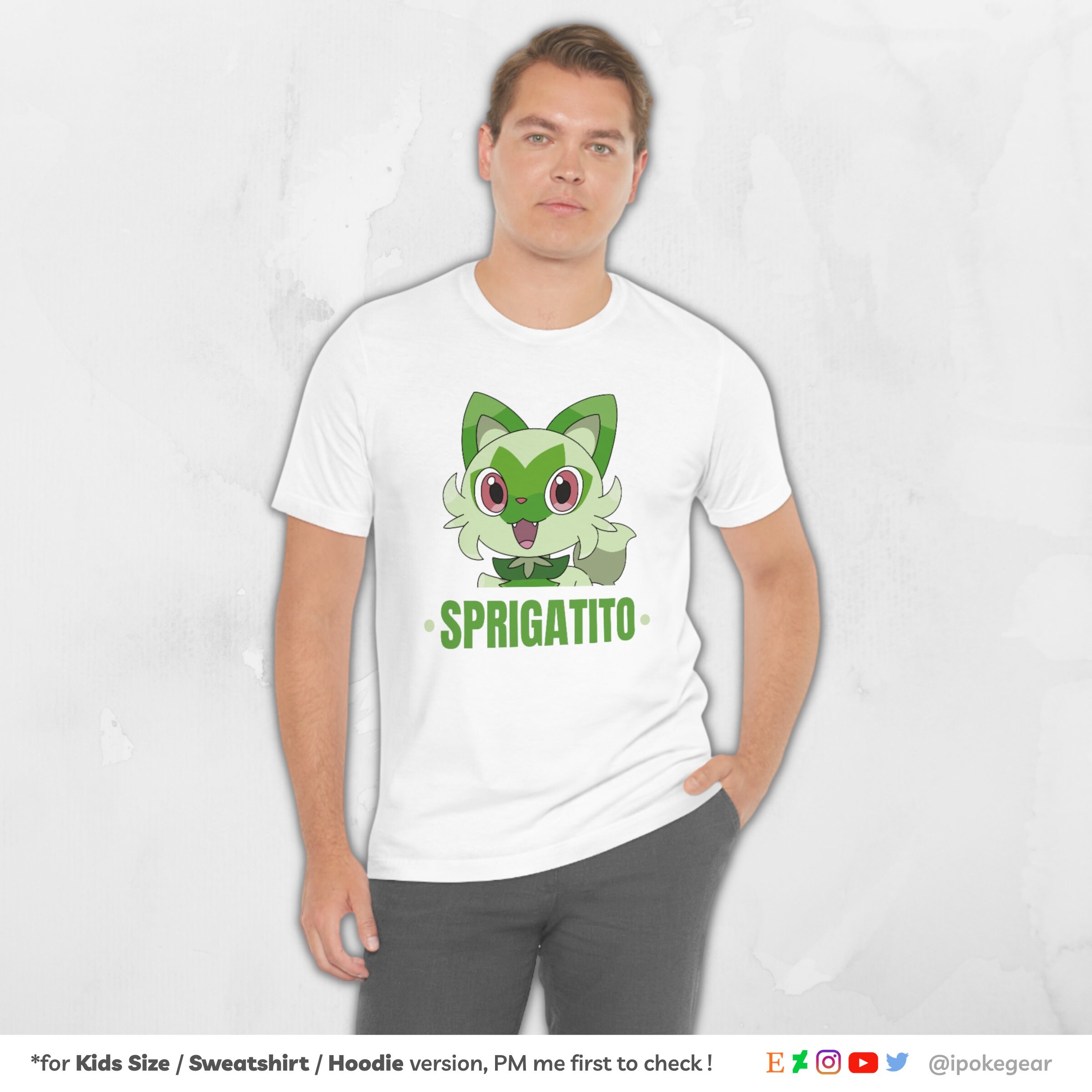 Sprigatito T-shirt Pokemon Scarlet Violet Starters Pokemon - Etsy UK