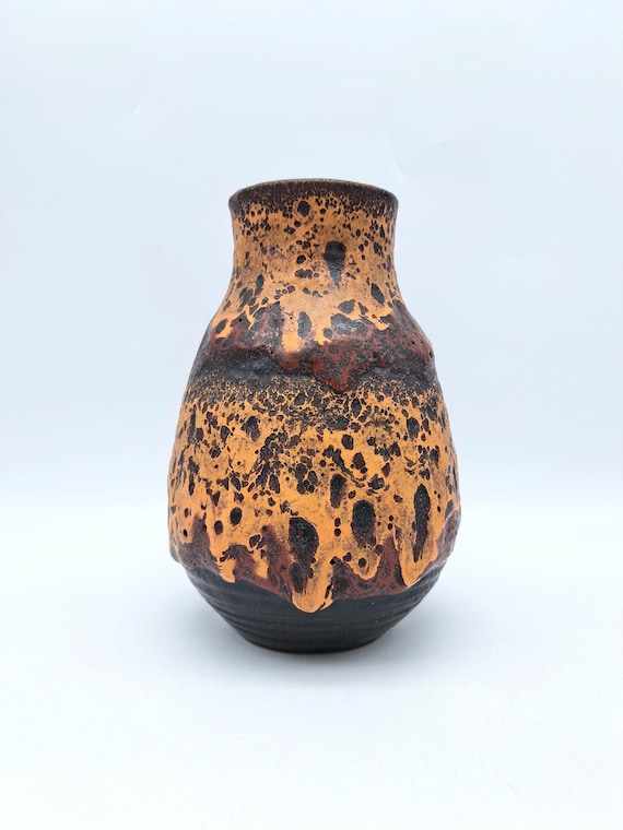 Vintage West German Carstens Tönnieshof 0615-20 Fat Lava Vase Mid