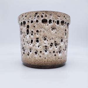 West German XL Scheurich Fat Lava Flowerpot 930 Middle Century Earthenware WGP Ceramic White Black 1970s Design H18.5 Ø21.5 CM