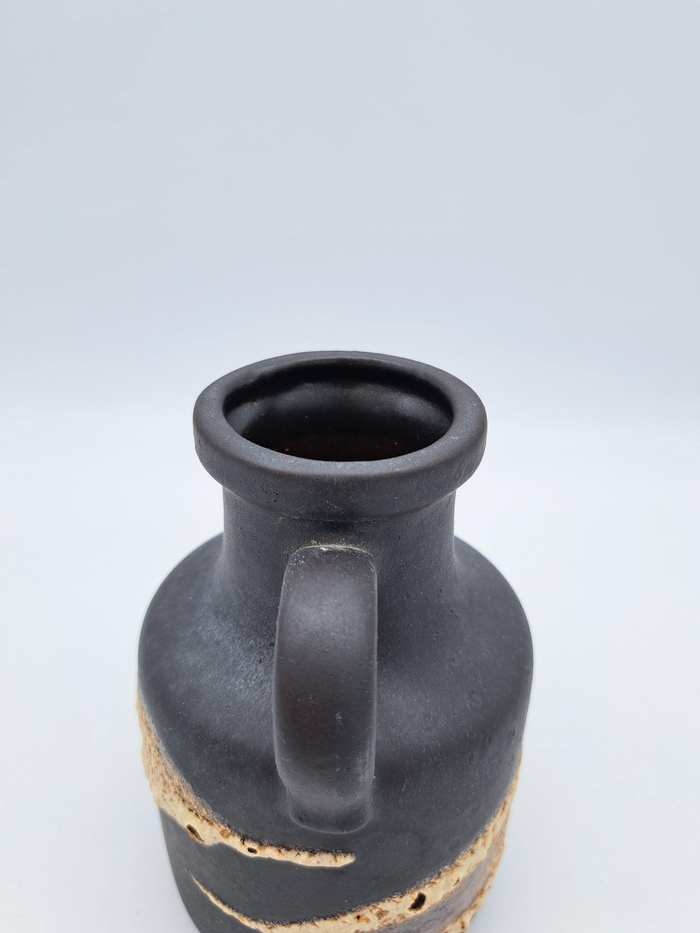 Vintage West German Ceramic Fat Lava Vase Scheurich 414-16 Black