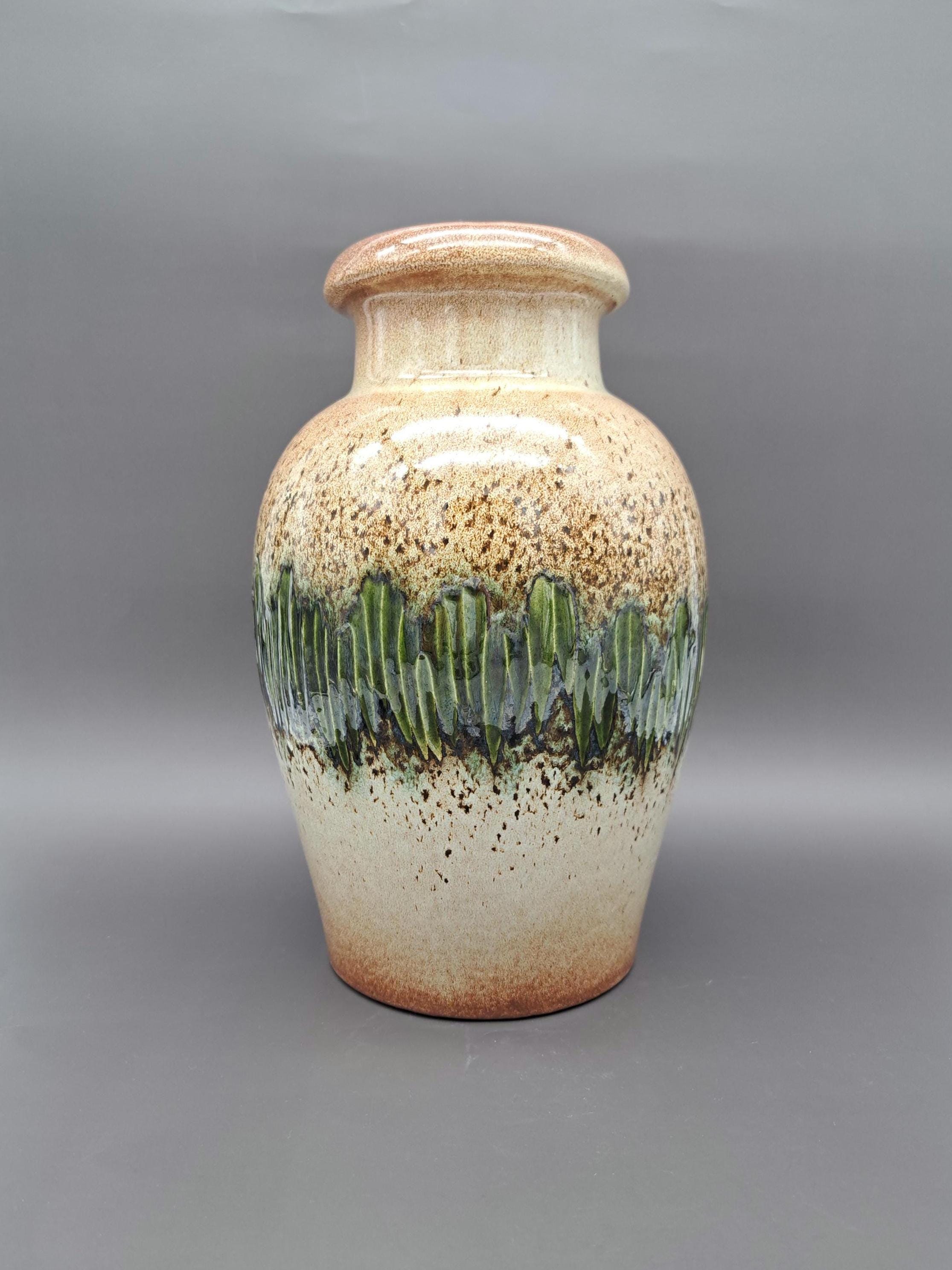 ヴィンテージ 西ドイツ シューリッヒ 花瓶 291-28 グリーン ローラ装飾 