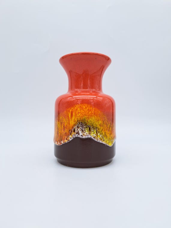 西ドイツ Jasba Fat Lava 花瓶 N602/1018 Vintage West German Fat Lava Vase Jasba N 602 10 18 Trumpet Vase