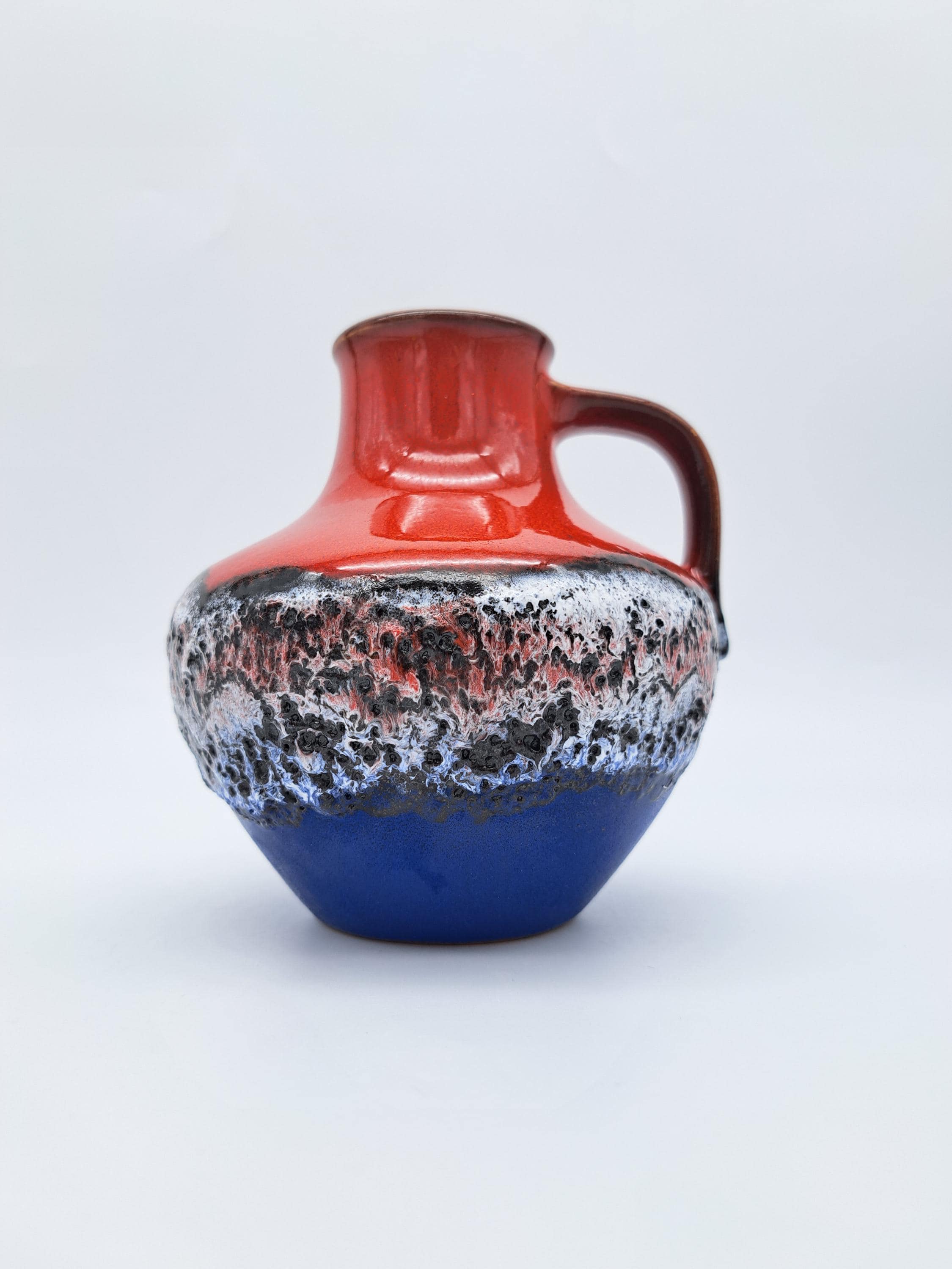 Rare West German Carstens Tönnieshof Vase 6000-15 Blue Red Ceramic