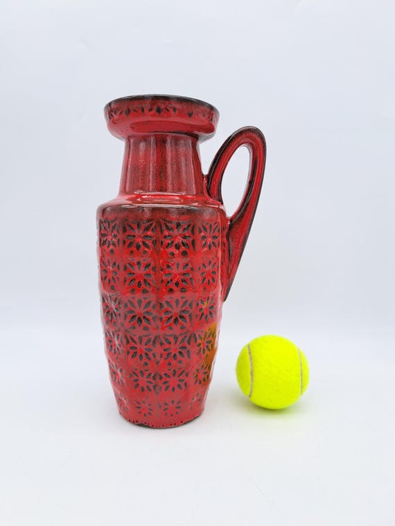 Rare Vintage West German Scheurich Prisma Vase 419-26 Red MCM