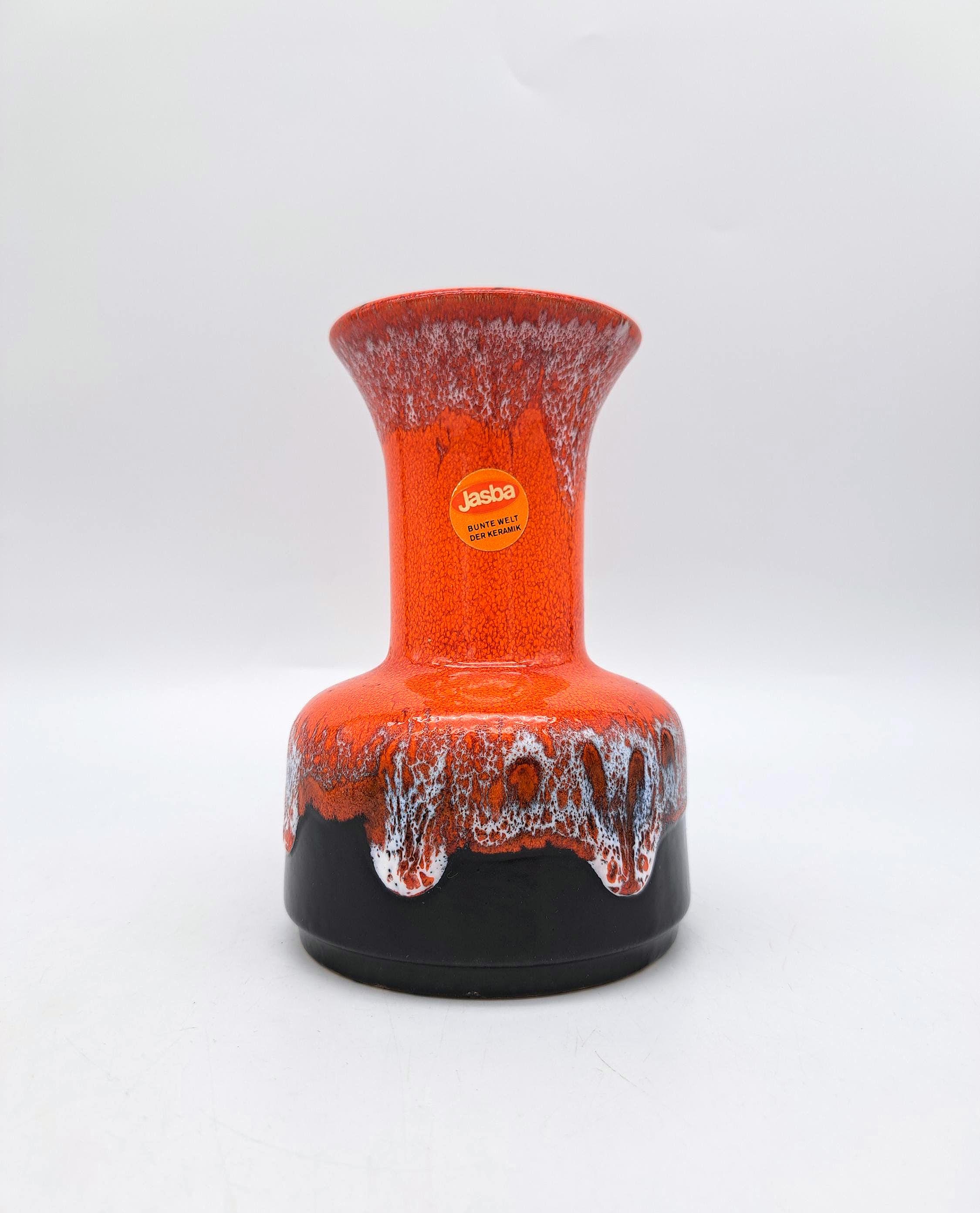 Vintage West German Jasba Trumpet Vase N 602 10 16 Fat Lava Drip