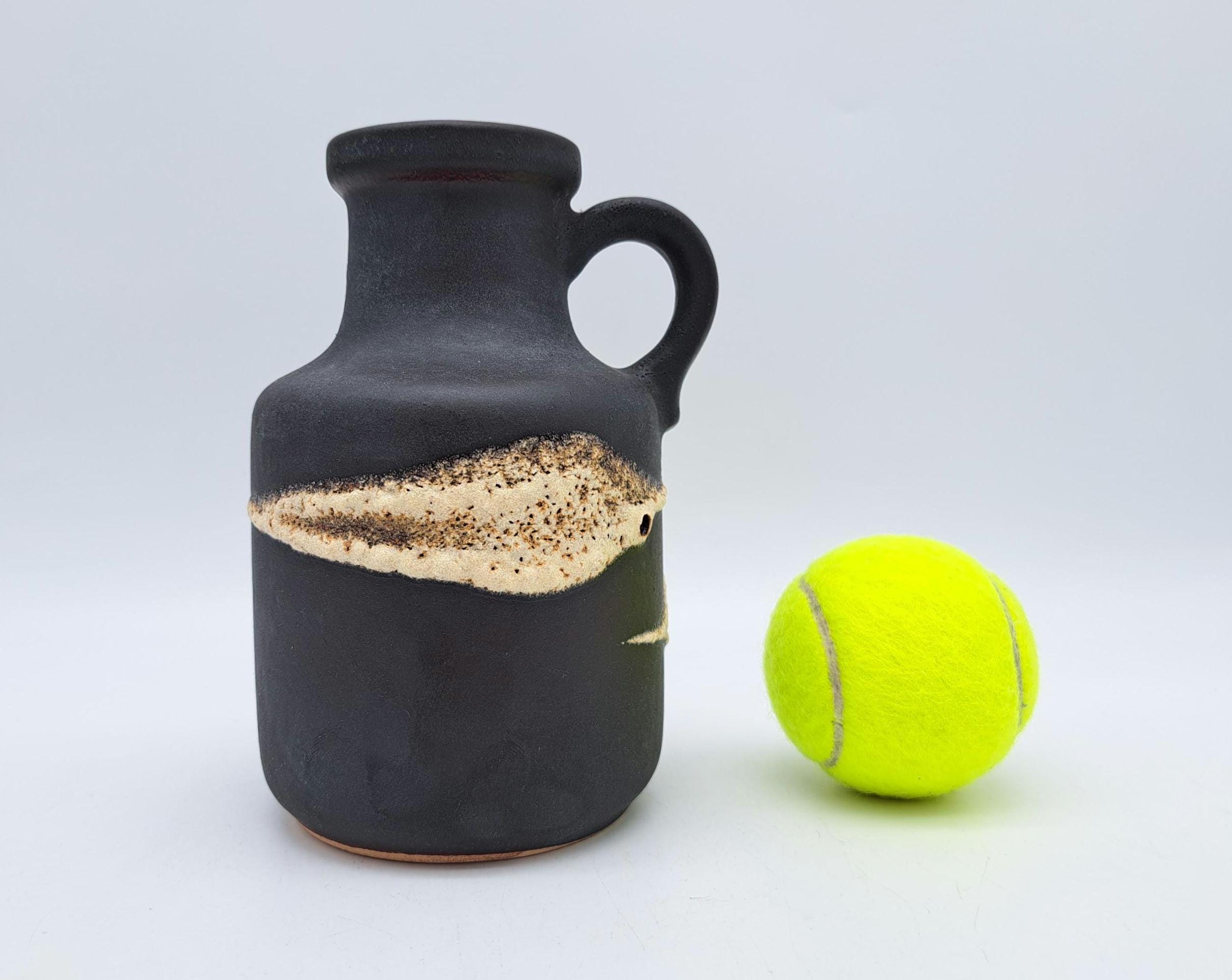 Vintage West German Ceramic Fat Lava Vase Scheurich 414-16 Black