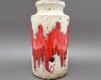 Scheurich Bright Red Fat Lava Vase West German Art Ceramics