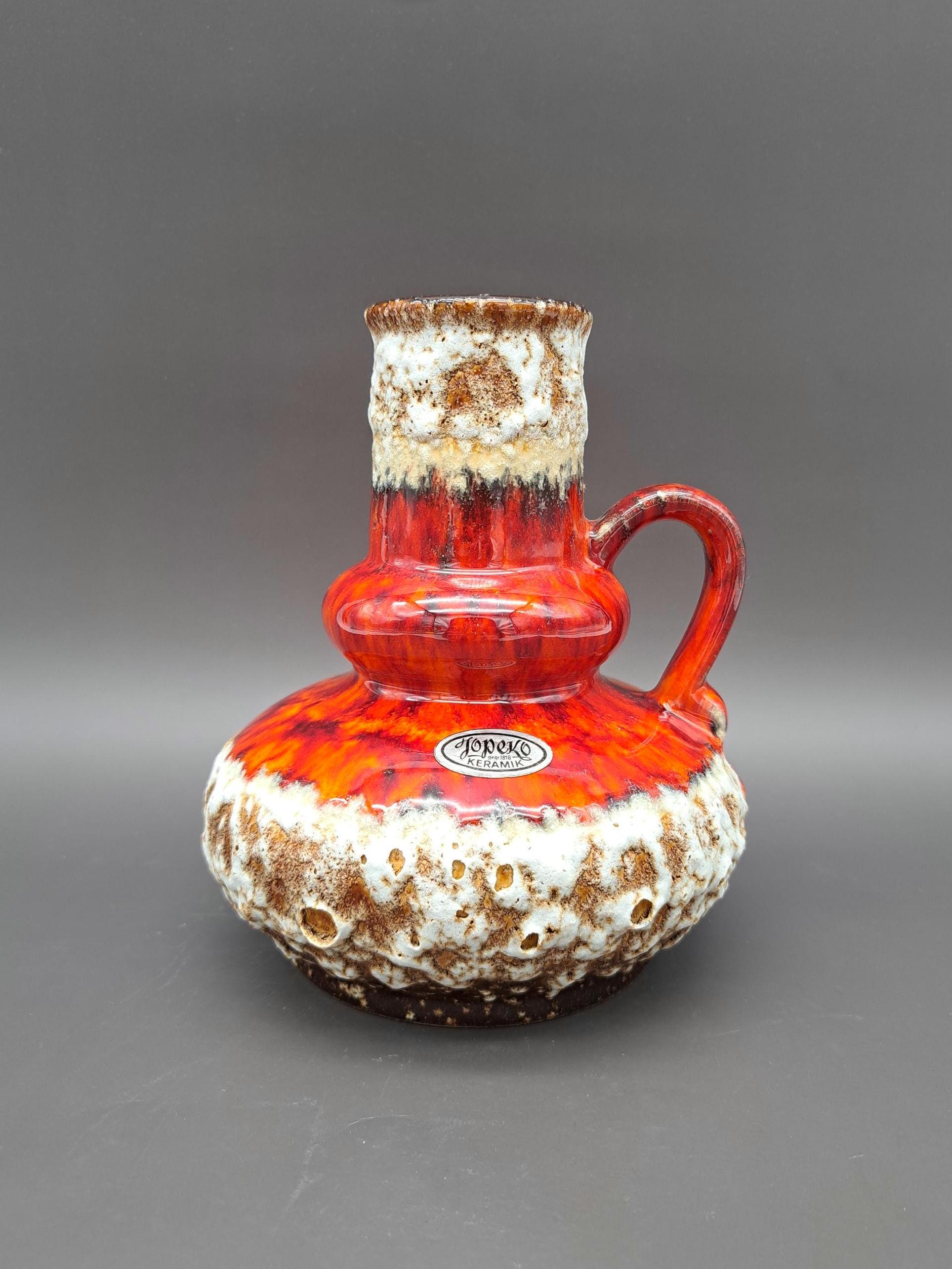 Zeldzame Vintage West-Duitse Fat Lava Vaas Jopeko 402/16 Rood