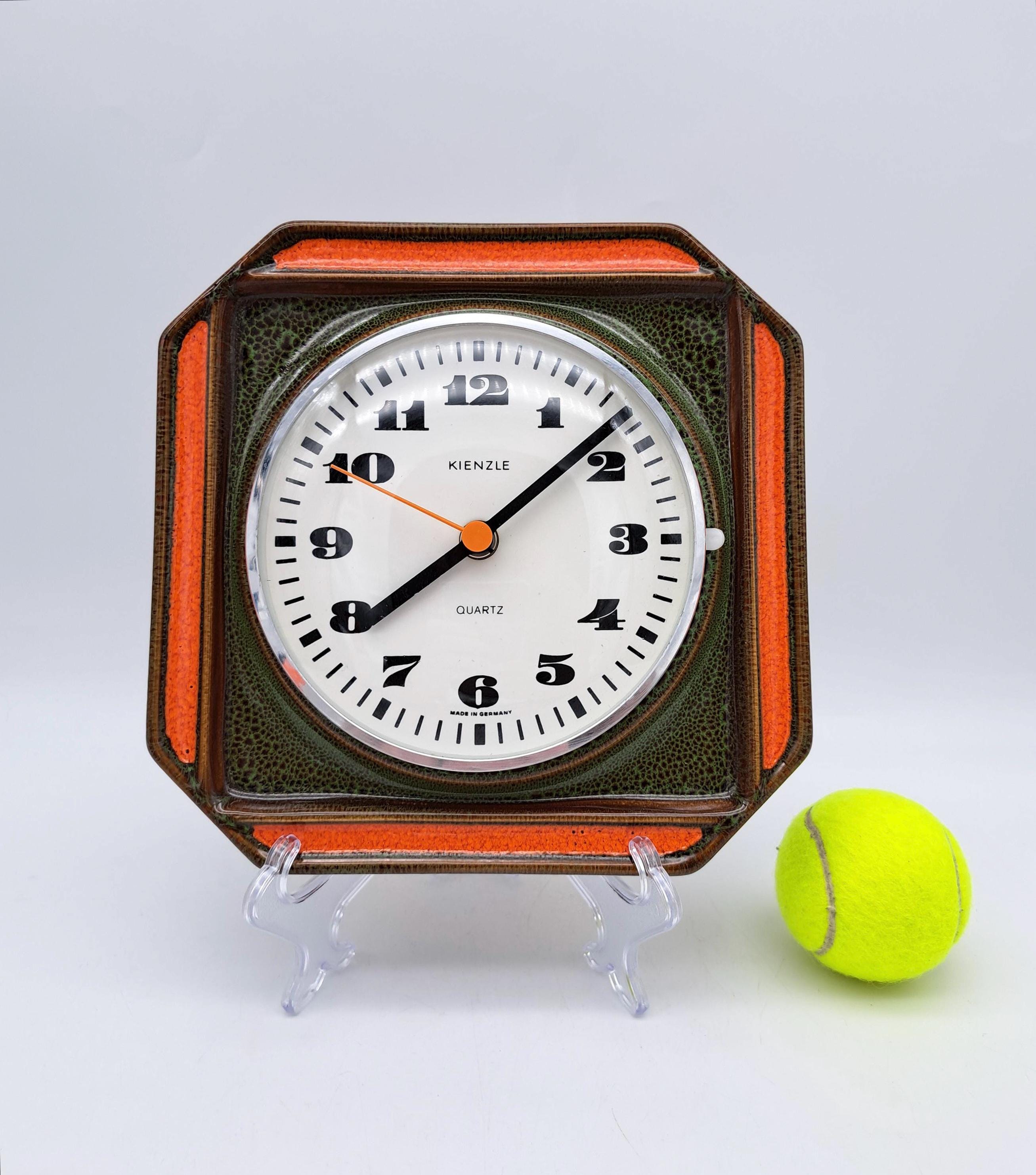 Rare Vintage Wall Clock KIENZLE Ceramic White Earthenware Mid