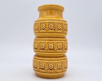 Vaso vintage Scheurich Alaska, Germania Ovest, numerato 268-18, terracotta giallo ocra, stile Mid-Century Modern, anni '70.