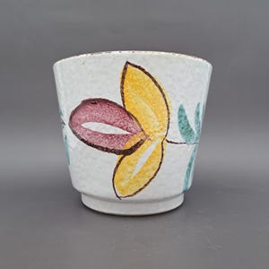 Bellissimo vaso da fiori Scheurich, terracotta della Germania Ovest, decorazione floreale, vaso in ceramica, design MCM WGP 1960
