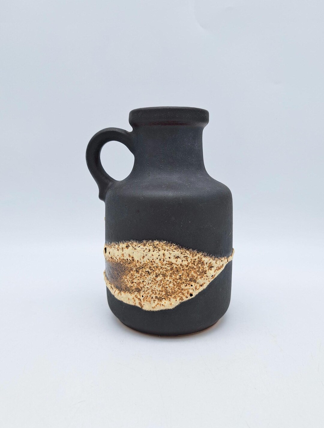 fatlavaブラック Vintage West German Ceramic Fat Lava Vase Scheurich 414-16 Black