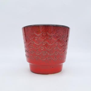 Vintage västtysk FOHR blomkruka i röd lergods, mitten av århundradet, Cachepot, H14,5 Ø16,5 cm, planteringskärl, 1960-talets mitt
