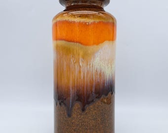 Vintage West German Ceramic Scheurich Fat Lava Vase Numbered 517-30 Orange Pottery MCM WGP