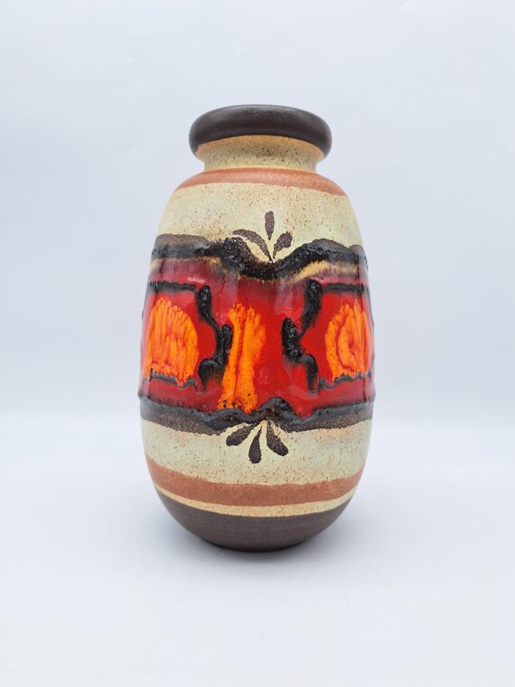 Vintage West German Fat Lava Vase Scheurich 484-27 Mid Century