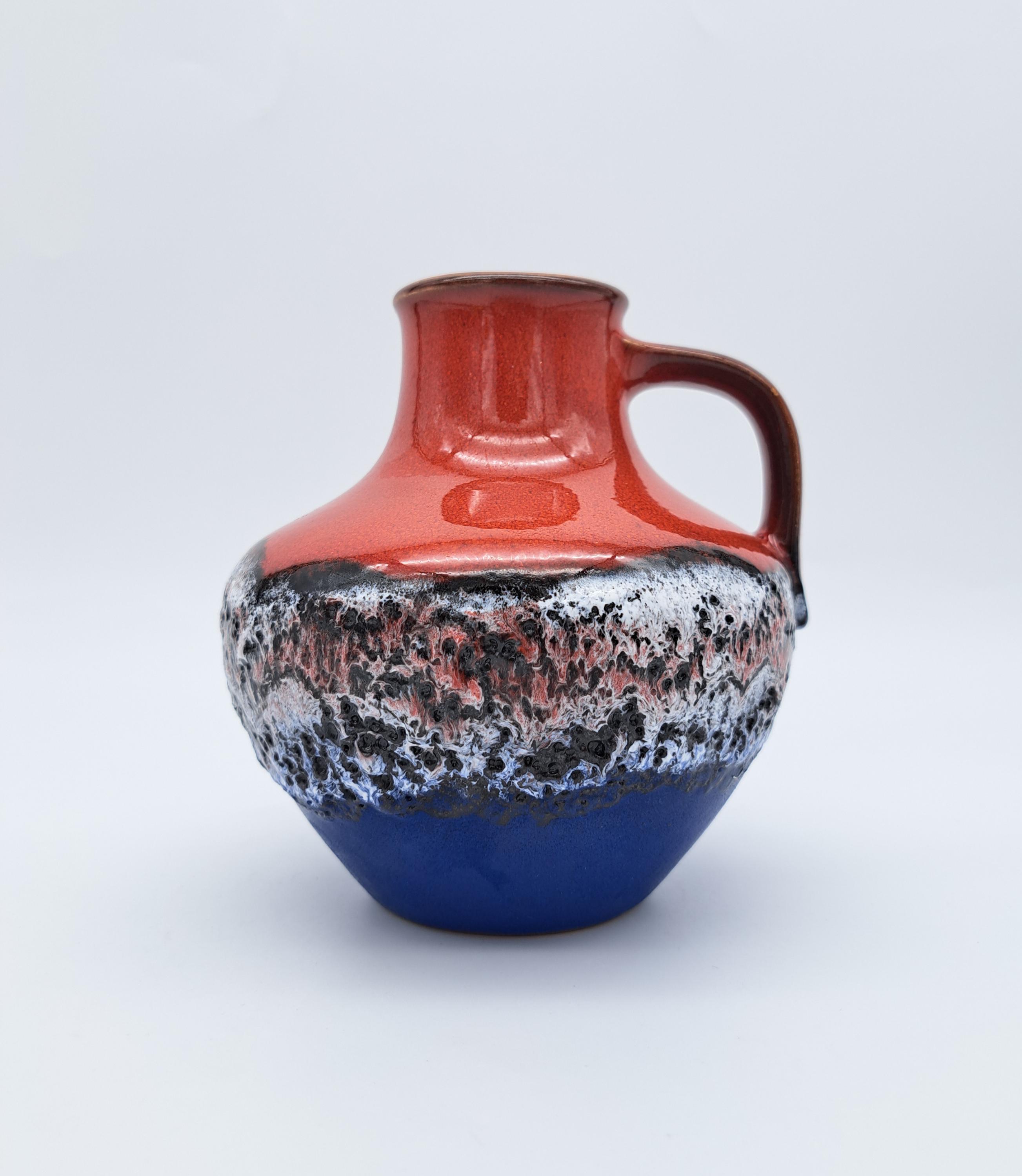 Rare West German Carstens Tönnieshof Vase 6000-15 Blue Red Ceramic