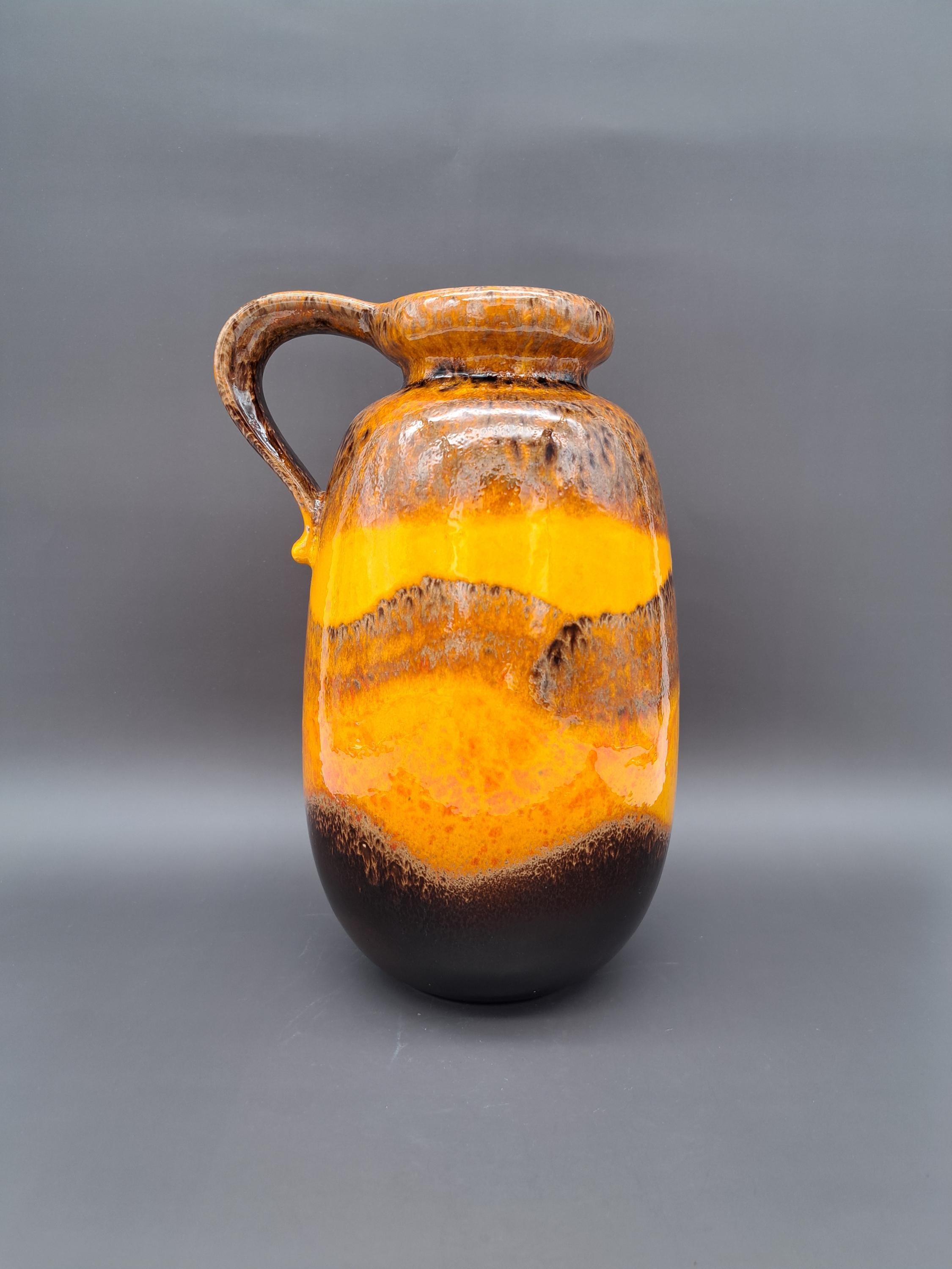 RETRO 1960er Keramik West German Scheurich Vase 484-27 Mid Century German Pottery WGP Orange MCM Design