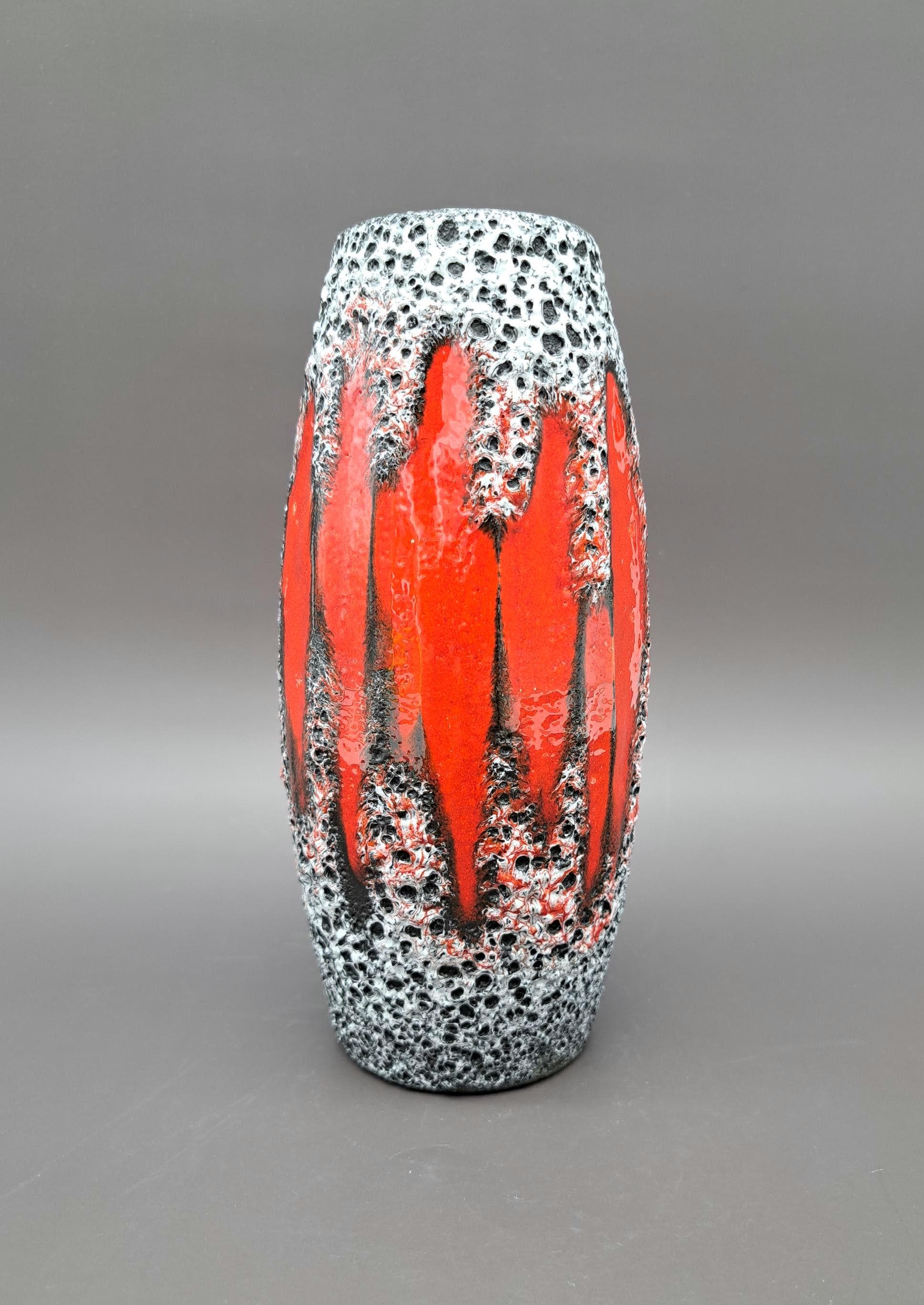 Vintage West German Fat Lava Vase Scheurich Lora 522-18 Mid Vintage West German Fat Lava Vase Scheurich Lora 522-18 Mid
