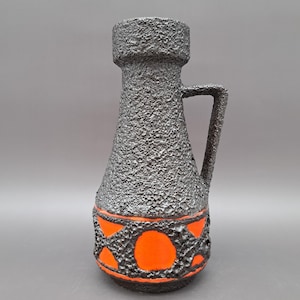 West German Fat Lava vase Schlossberg 283-20 Mid Century Pottery 1970s WGP 1960 MCM Drip glaze