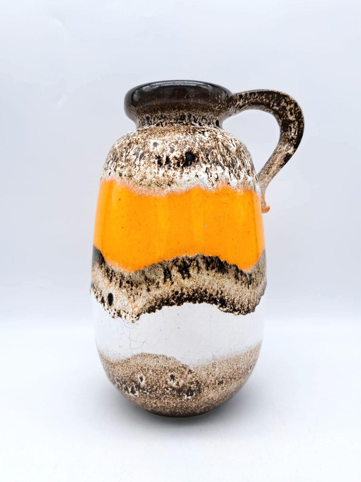 【特大】 Fat Lava Scheurich 495-48 LARGE SCHEURICH KERAMIK RED & BLACK FAT LAVA VASE Nr. 529/38