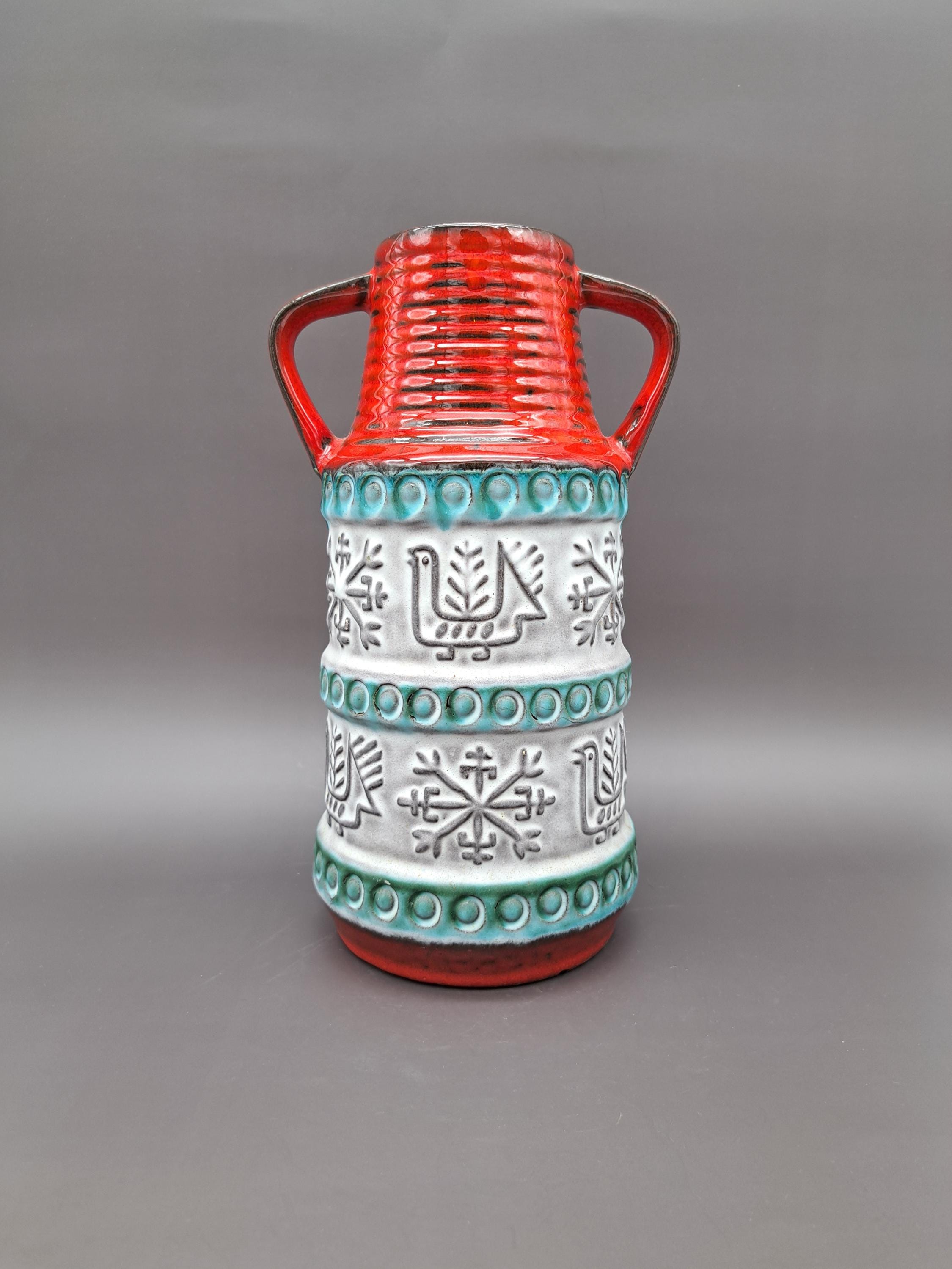 工芸品 Vintage Bay Keramik West German Vase Vintage West German Bay Keramik Vase 64-25 Mid Century German