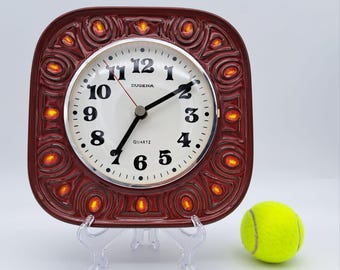 美しい希少なヴィンテージセラミック製壁掛け時計メーカーDugena MCM製