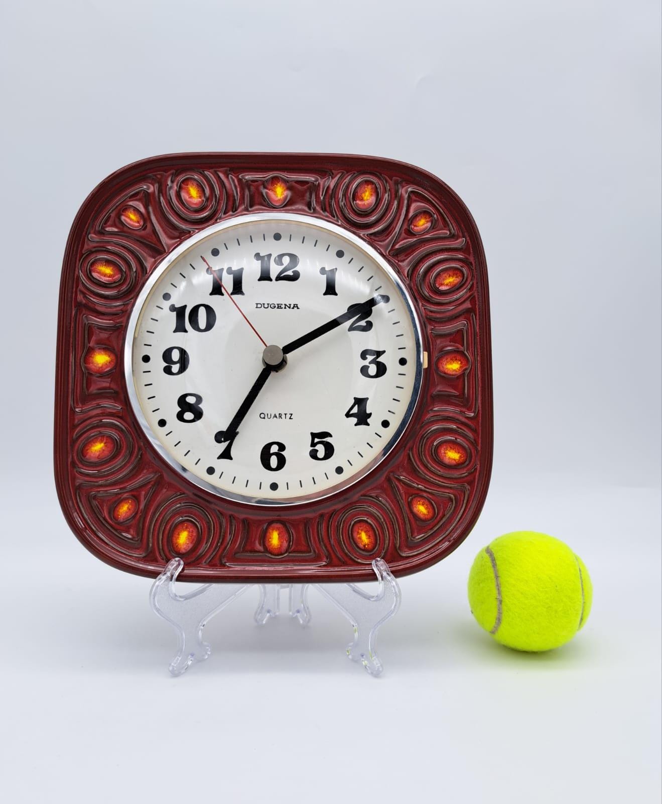 美しい希少なヴィンテージセラミック製壁掛け時計メーカーDugena MCM製