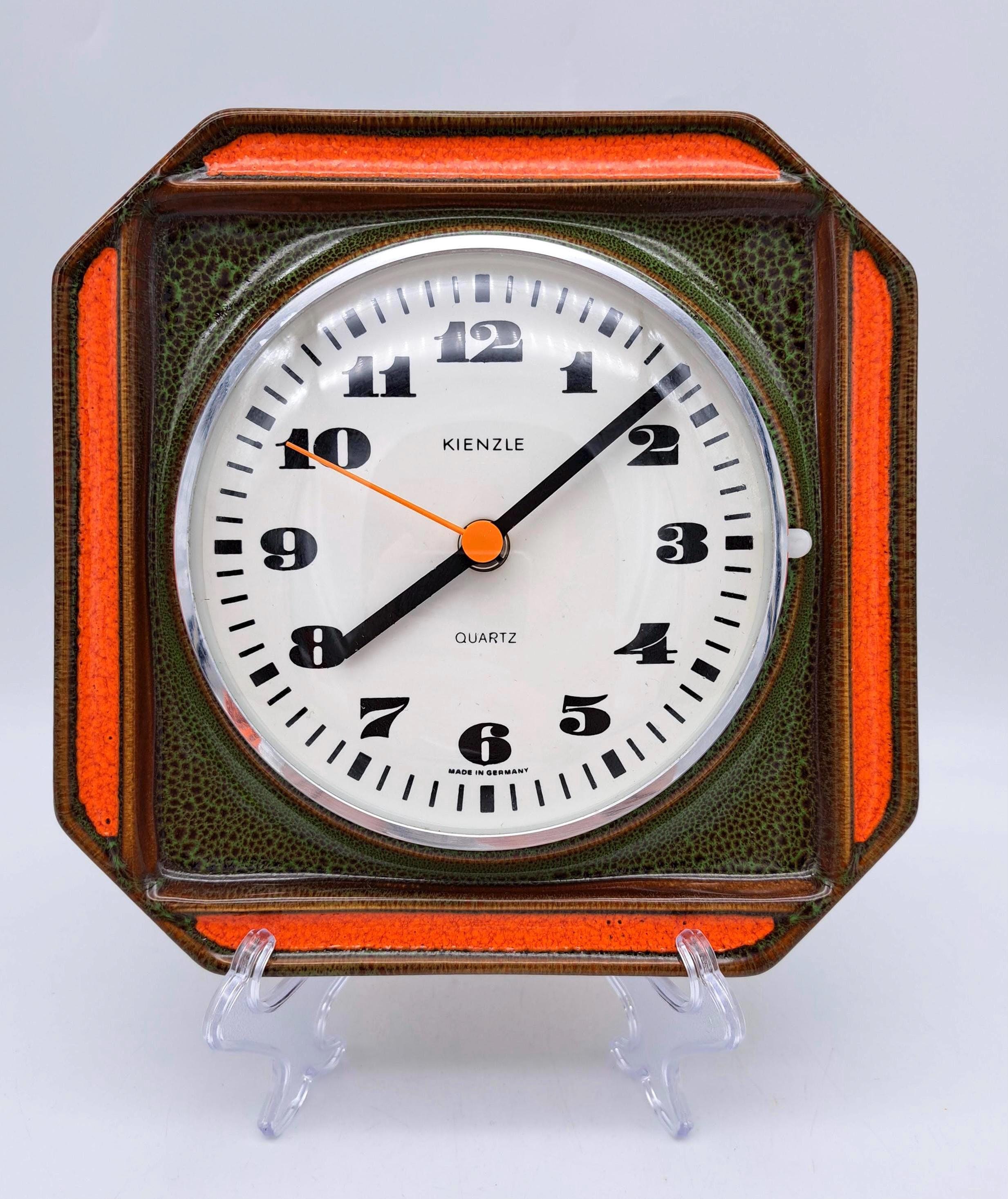 Rare Vintage Wall Clock KIENZLE Ceramic White Earthenware Mid