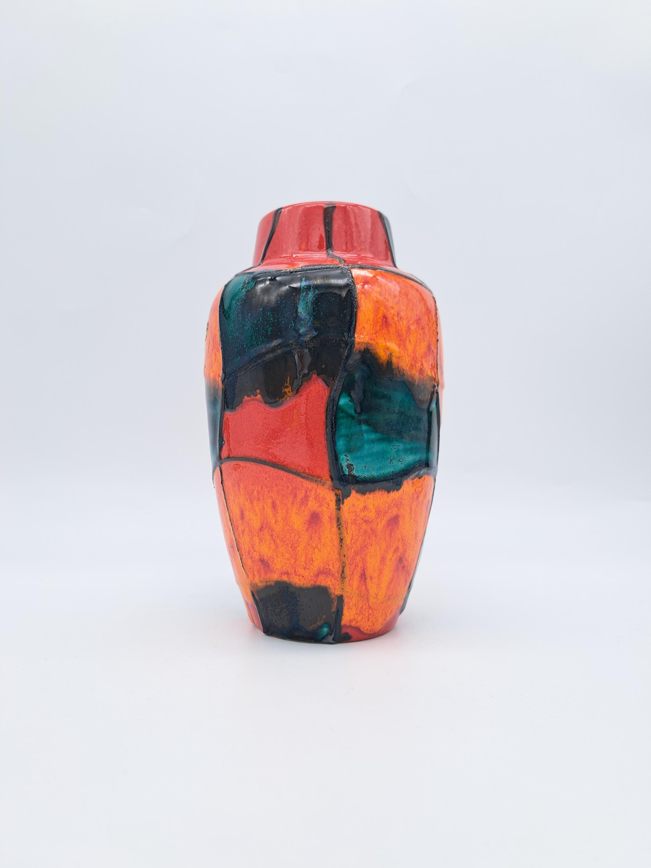 Rare Vintage West German Scheurich Harlekin Vase 549-21 WGP 1960