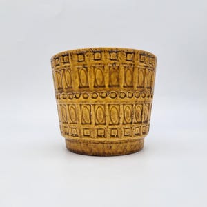 Maceta vintage de cerámica alemana occidental Scheurich Inka MCM 1960-1970 H12 Ø14 Marrón