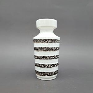 West-Duitse Midden Eeuwse Design vaas  Ilkra Keramiek 1041-15 Vintage Aardewerk 1960-1970 Zwart Wit