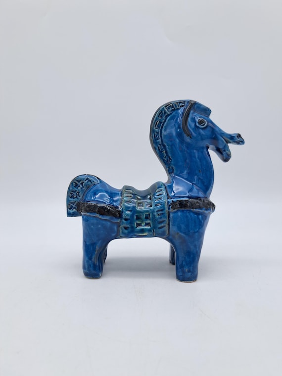 希少なヴィンテージ BITOSSI 馬 イタリア製 陶器 リミニ ブルー MCM