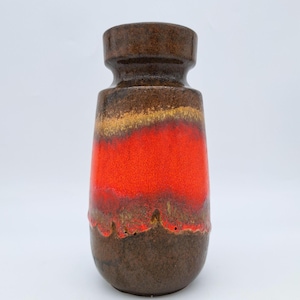 ヴィンテージ 西ドイツ製 Scheurich Fat Lava 花瓶 ミッドセンチュリー陶器 242-22 ドリップ釉薬 MCM 1960年代 WGP レッド