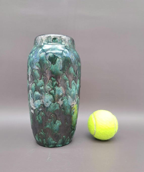 Vintage West German Fat Lava Vase Scheurich 242-22 Green