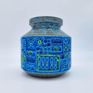 希少なヴィンテージ ビトッシ花瓶 イタリア陶器 アルド・ルンディ デザイン 陶器 1960年代～1970年代 リミニブルー