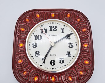 美しい希少なヴィンテージセラミック製壁掛け時計メーカーDugena MCM製