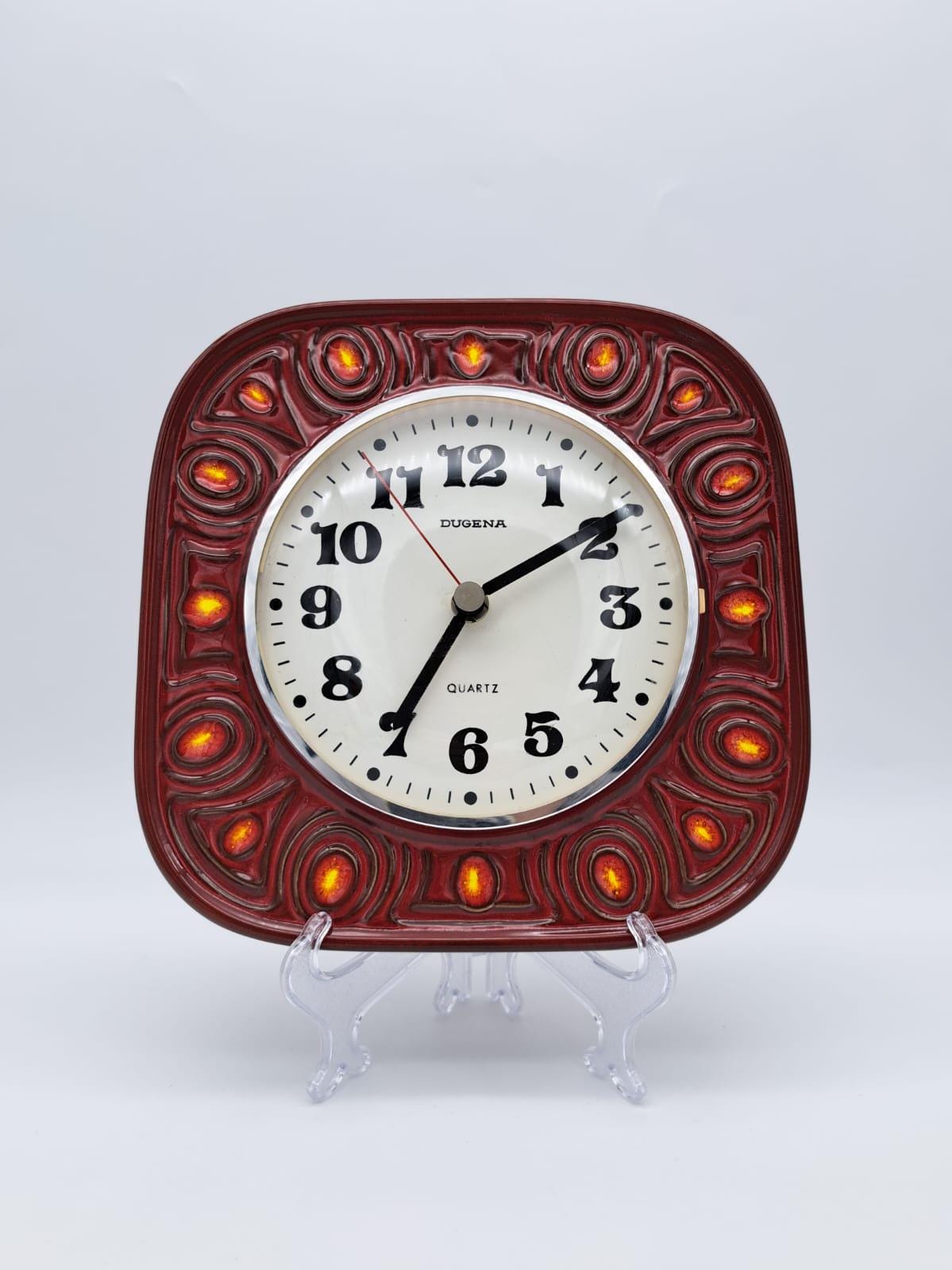 美しい希少なヴィンテージセラミック製壁掛け時計メーカーDugena MCM製