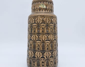Vintage Bay Keramik Vase, Bodo Mans Narvik Relief, West Germany