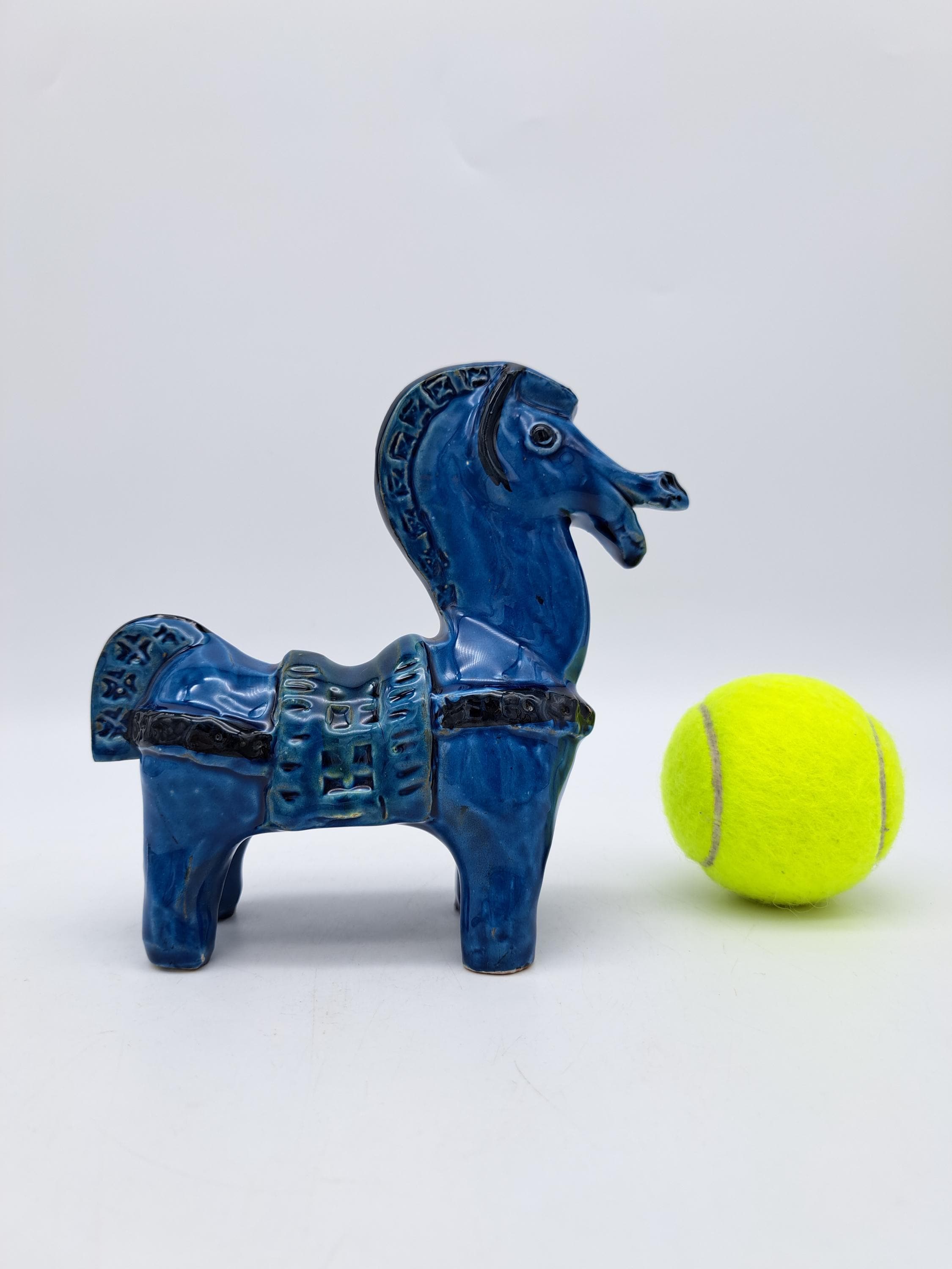 Rare Vintage BITOSSI Horse Italian Ceramic Rimini Blue MCM Design