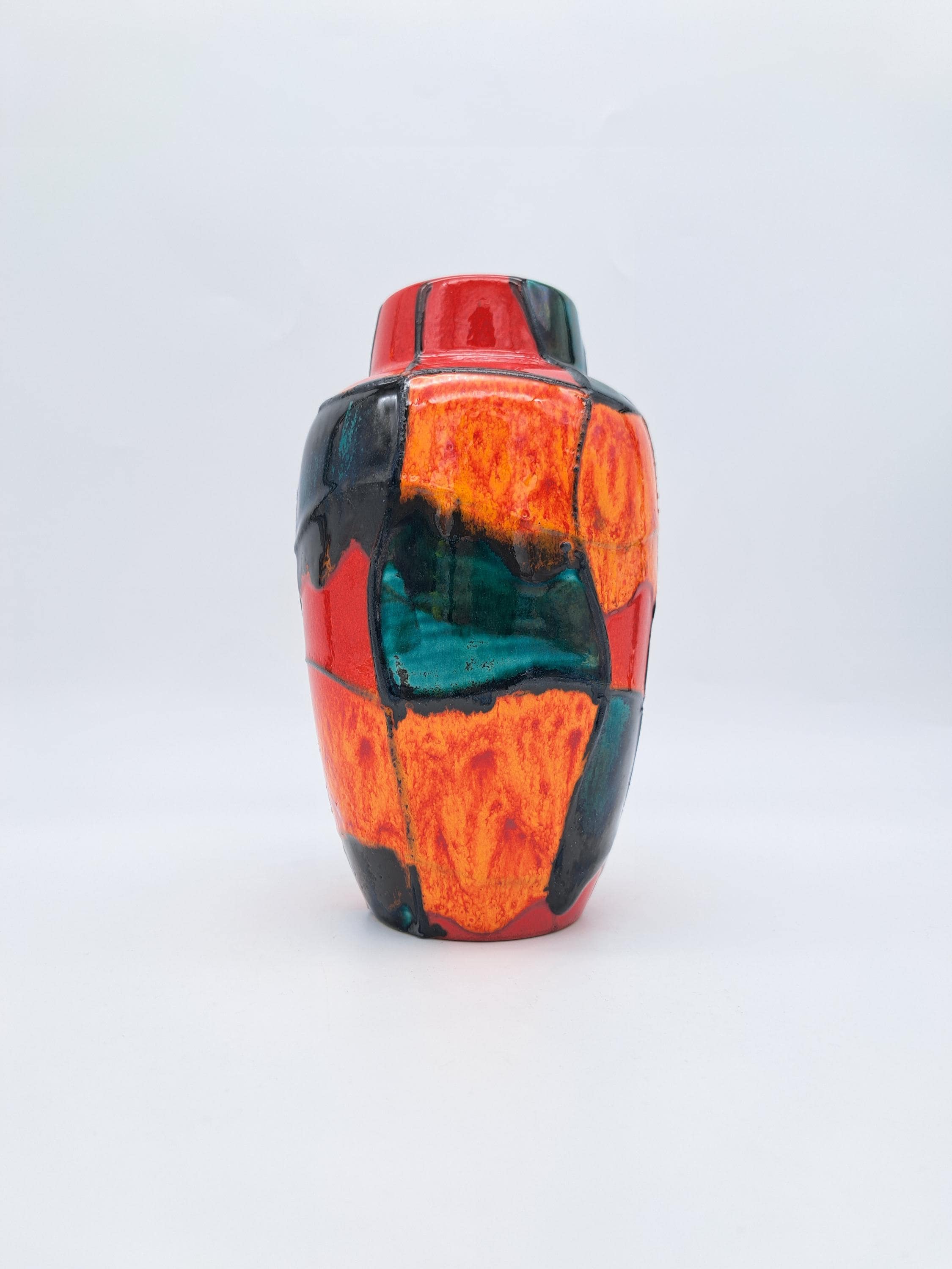 Rare Vintage West German Scheurich Harlekin Vase 549-21 WGP 1960