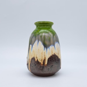 Prachtige Uebelacker vaas 1475/14 Mid century West-Germany Ceramics WGP Pottery Groen Fat Lava