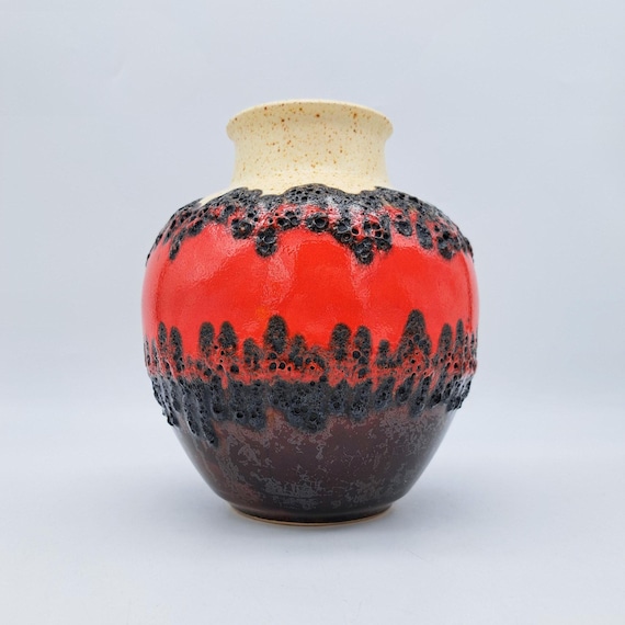 工芸品 70s Fat Lava wave Rare Vintage West German Fat Lava Vase BAY Ceramics 70-20 MCM
